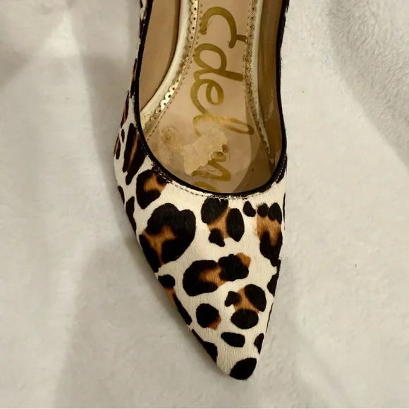 Sam Edelman Hazel Pointed Toe Calf Hair Leopard Print Pumps - Picture 13 of 15